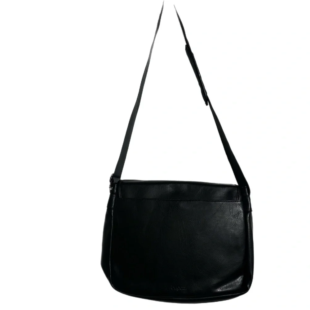 Bugatti Black Leather Messenger Bag